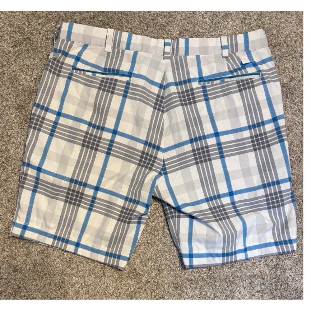 Nike Golf Shorts Mens 36 Blue Plaid Dri-Fit Tour Performance Checkered‎